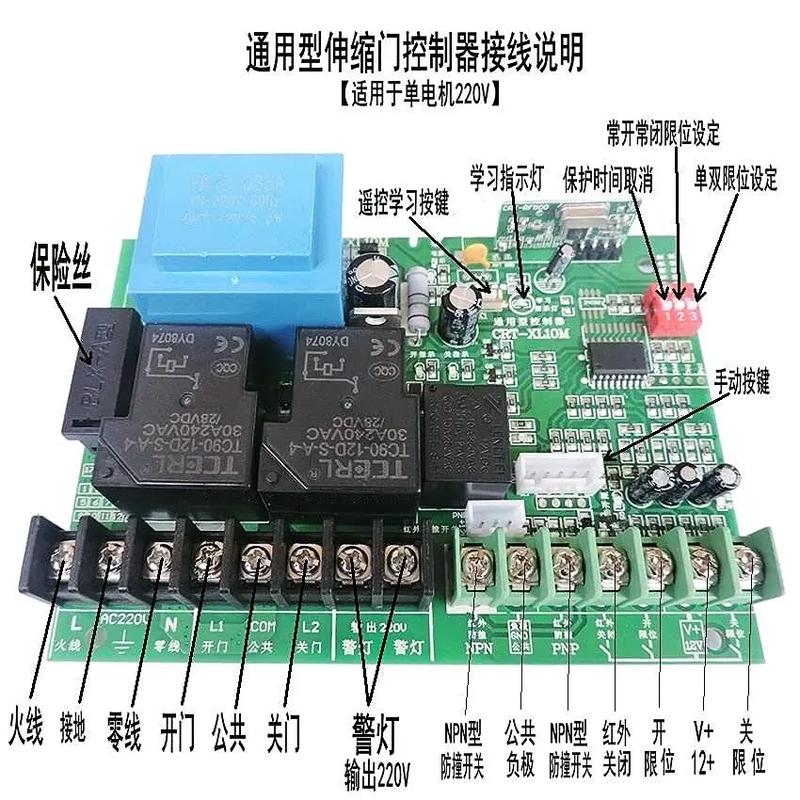 通用型伸縮門控制器接線說明 220f 自動反彈防夾效果 【